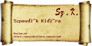 Szpevák Klára névjegykártya